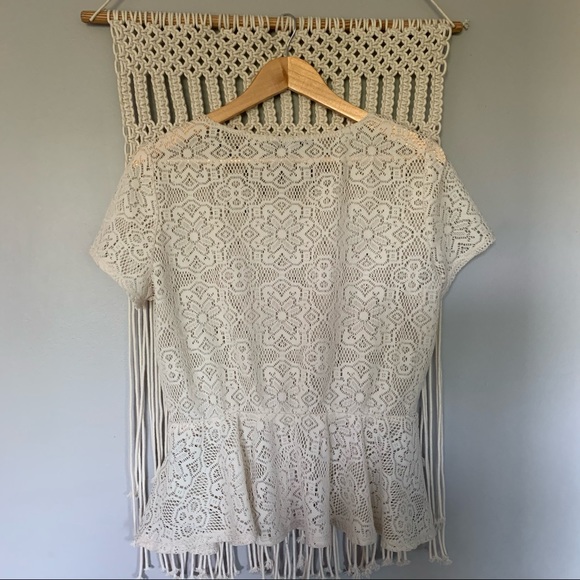 Annalee + Hope Cream Lace Crochet Peplum Top - Picture 8 of 11